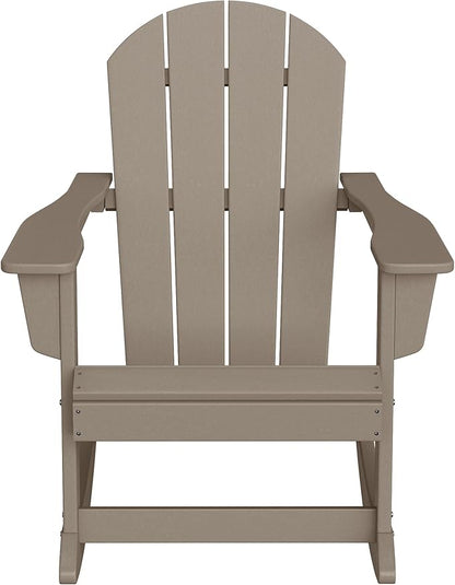 WO WESTIN OUTDOOR HDPE Laguna Outdoor Rocking Poly Adirondack Chair, Weathered Wood