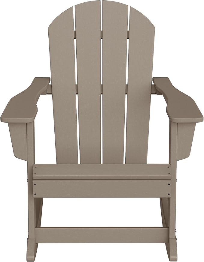 WestinTrends Malibu Outdoor/Patio Poly Adirondack Rocking Chair, Weathered Wood