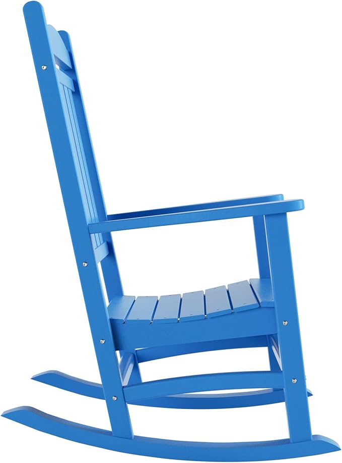 WO Home Furniture Patio Rocking Chair Farmhouse Outdoor HDPE UV Weather Resistant (Pacific Blue)