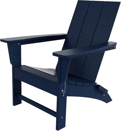 WestinTrends Ashore Modern Outdoor Folding Adirondack Chair, Navy Blue
