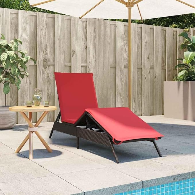 PE Rattan Outdoor Chaise Lounge, 31"x66.9"x13.8", Adjustable Backrest & Cushion, 535 lb, UV Frame, Deck/Balcony - Photo 3