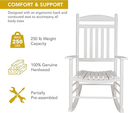 Shine Company Set of 2 Maine Wood Rocking Chairs, 2-Pack, White