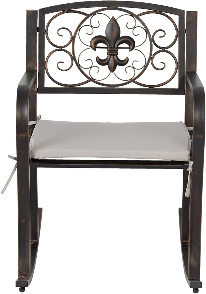 KINTNESS Outdoor Metal Rocking Chair Patio Rocking Bench with Cushion (1, 2-seat) - Photo 5