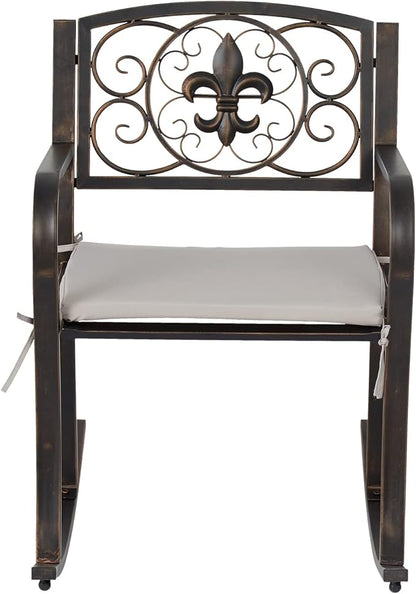 KINTNESS Outdoor Metal Rocking Chair Patio Rocking Bench with Cushion (1, 2-seat)