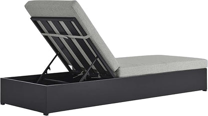 Modway Tahoe Aluminum Outdoor Chaise Lounge Gray with Weather-Resistant Cushions, Perfect Patio Sunbed or Recliner Chair for Pool Furniture
