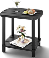 Outdoor Side Table, Adirondack Outdoor Patio Table, Bamboo Small Patio End Tables for Pool, Porch, Backyard - Photo 1