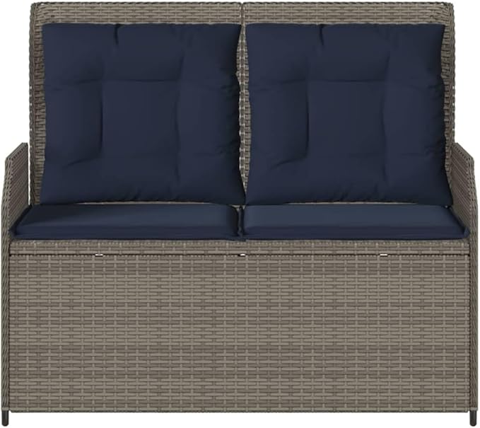2-Seater Reclining Patio Bench with Cushions, Adjustable Garden Loveseat - Photo 5