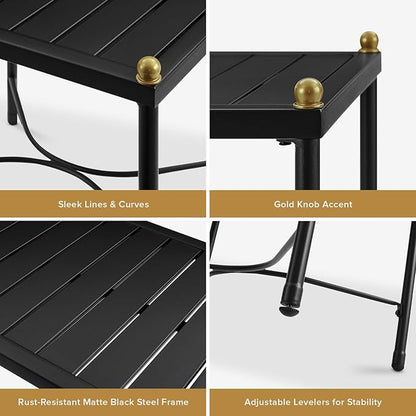 mopio Odelia Outdoor Coffee Table, Small Metal Patio Side, End Table, Conversation Piece, for Outside Lounging at Lawn, Front Porch, Balcony, Apartments, Yard, Bistro