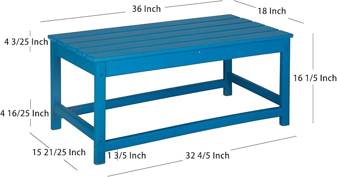 WO Home Furniture Adirondack Chairs Table Set of 3 PCS Outdoor Folding Chairs Coffee Table Weather/UV Resistant for Lawn - Photo 8