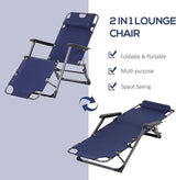 Outsunny Folding Chaise Lounge Chair for Outside, 2-in-1 Tanning Chair with Pillow & Pocket - Photo 5