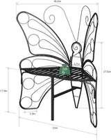 HavenlyYouth Butterfly Shaped Outdoor Bench, Black Garden Bench for Outdoor with Sturdy Stable Metal Frame - Photo 3