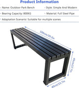 Outdoor Bench, 39.3in Patio Park Garden Outdoor Metal Bench, Outdoor Backless Bench, Perfect for The Balcony, Picnic - Photo 2
