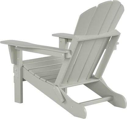 WO Home Furniture Adirondack Chairs Table Set of 3 PCS Outdoor Folding Chairs Coffee Table Weather/UV Resistant for Lawn, Garden, Bon Fire, Balcony (Sand)