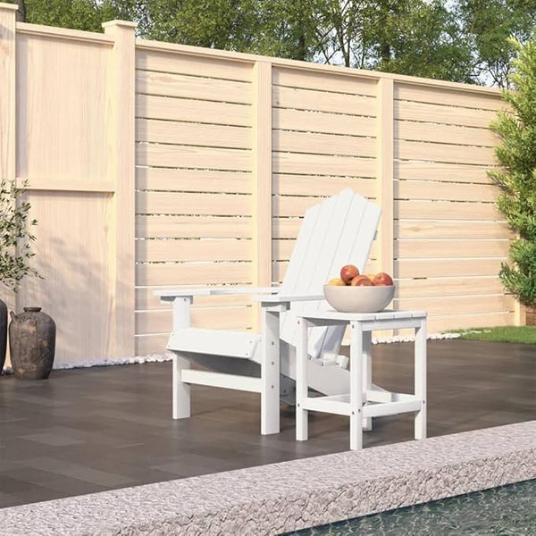 White HDPE Adirondack Garden Chair Set with Matching Table for Patio - Photo 1
