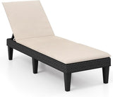 HAPPYGRILL Outdoor Chaise Lounge Chair Rattan Recliner Lounger with Removable Cushion & 3-Level Adjustable Backrest - Photo 1