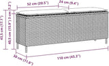 Patio Bench with Cushion Gray 43.3"x11.8"x15.9" Poly Rattan - Photo 3