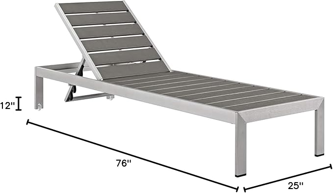 Modway EEI-4502-SLV-TRQ Shore Outdoor Patio Aluminum Chaise with Cushions, Silver Turquoise - Photo 3