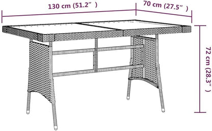 vidaXL Black Outdoor Patio Table, Garden Furniture Dining Table, Weather-Resistant Poly Rattan & Solid Acacia Wood, Lightweight and Durable, 51.2"x27.6"x28.3"
