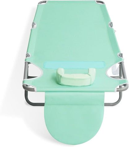 Ostrich Chaise Lounge Outdoor Lightweight Folding Adjustable Reclining Beach Chair for Tanning Pool Lake Patio Lawn Camping, Teal (4 Pack)