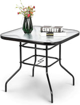 VINGLI Glass Patio Table with Umbrella Hole - Photo 1