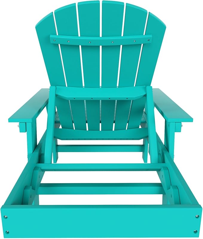 WestinTrends Dylan HDPE Outdoor Patio Poly Adirondack Reclining Chaise Lounge with Arms, Turquoise