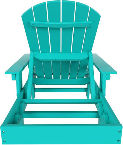 WestinTrends Dylan HDPE Outdoor Patio Poly Adirondack Reclining Chaise Lounge with Arms, Turquoise