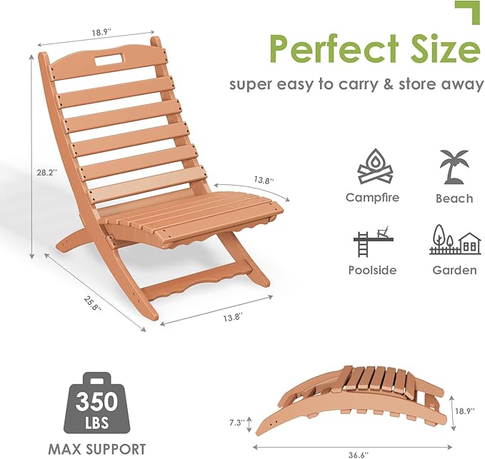 GREENVINES Folding-Xavier-Chairs Set of 4 | Wave | Portable Adirondack-Chair | HDPE Plastic | All Weather Fire-Pit Chair - Photo 2