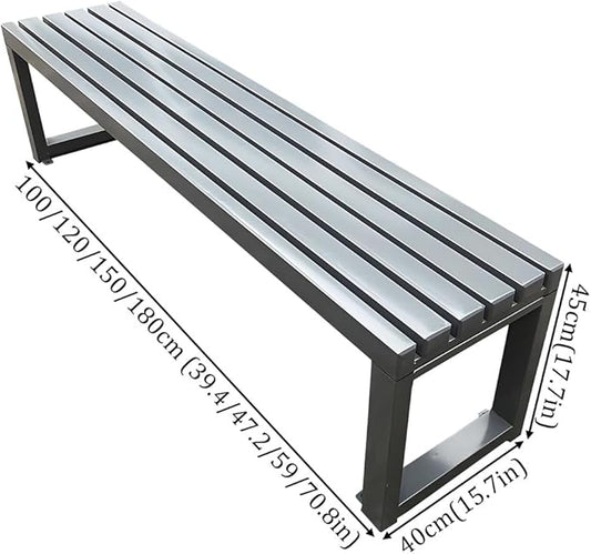 2-Person Garden Bench Seat Outdoor Metal Bench Park Seat 3.3ft 3.9ft 4.9ft 5.9ft All-Weather Slatted Chair for Front Porch Balcony Backyard(Gray,3.93ft)
