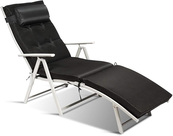 Tangkula Outdoor Folding Chaise Lounge Chair, Lightweight Recliner Chair w/ 7 Adjustable Backrest Positions - Photo 1