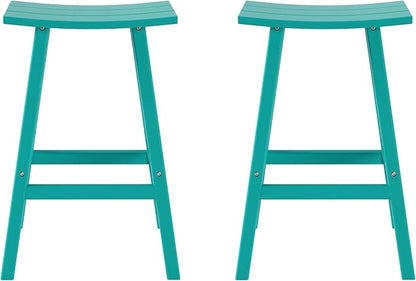 WestinTrends Malibu 2 Piece Set of 29 Height Outdoor/Patio Saddle bar stools, Turquoise