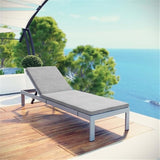 Modway Shore Aluminum Outdoor Patio Chaise Poolside Lounge Chair with Cushion in Silver Gray - Photo 2