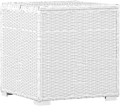 Sun Lounger with Cushion and Tea Table,Lounge Chair,Pool Chairs,Outdoor Chaise,Pool Furniture,Weather-Resistant,Easy to Maintain,Both Sides of Sunlounger Adjustable,Poly Rattan White