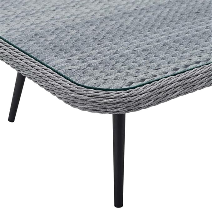 Endeavor Outdoor Patio Wicker Rattan Square Coffee Table in Gray