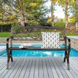 Patio Outdoor Park Loveseat Bench for Garden Porch Deck Made Cast Iron Anti-Rust Aluminum Metal - Photo 2