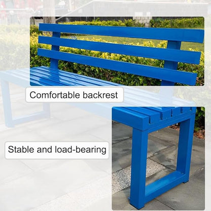 Metal Outdoor Bench with Simple Backrest, Modern Design Garden Bench, Multifunctional Front Porch Furniture, Benchs Seat for Garden, Patio，Park, Plant(Pink,100cm/39.4in)