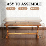 Wood Outdoor Bench, 2-Seater Garden Bench Backless Patio Benchs for Porch, Entryway Shoe Bench - Photo 7