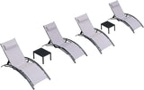 PURPLE LEAF Patio Chaise Lounge Chair Set with 2 Side Table Outdoor Pool Adjustable Recliner Chairs for Outside Beach - Photo 1