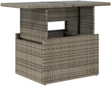 Adjustable Garden Table 39.4x21.7x28.7 in Grey PE Rattan with Tempered Glass Top Modern Outdoor Dining Table for Patio - Photo 2