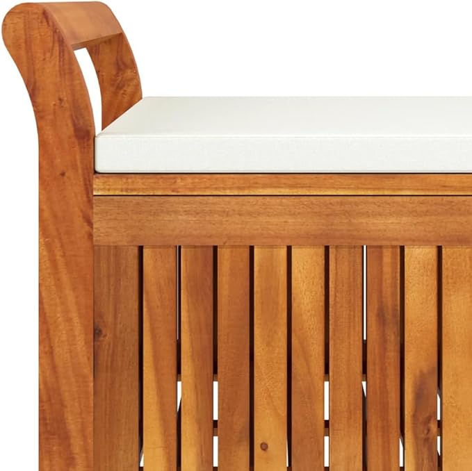 Garden Bench Deck Bench Patio Storage Bench with Cushion 49.6" Solid Wood Acacia