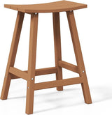 WestinTrends Malibu 24 Inch Outdoor Bar Stools, All Weather Resistant Poly Lumber Adirondack Counter Height Stools, Teak - Photo 7