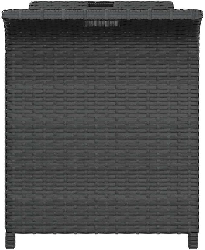 Garden Bench Black Polyethylene Rattan Look, Outdoor Storage Deck Box, Weatherproof Patio Furniture for 2 People, 45.7x45.7x22.4 in, Modern Design Patio Bench