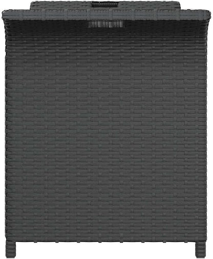 Garden Bench Black Polyethylene Rattan Look, Outdoor Storage Deck Box, Weatherproof Patio Furniture for 2 People, 45.7x45.7x22.4 in, Modern Design Patio Bench