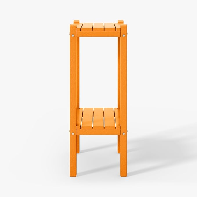 WestinTrends Malibu 36" Outdoor Adirondack HDPE 2-Tier Patio Side Table, Orange