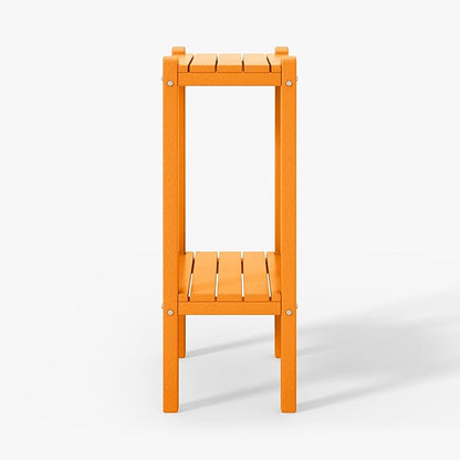WestinTrends Malibu 36" Outdoor Adirondack HDPE 2-Tier Patio Side Table, Orange