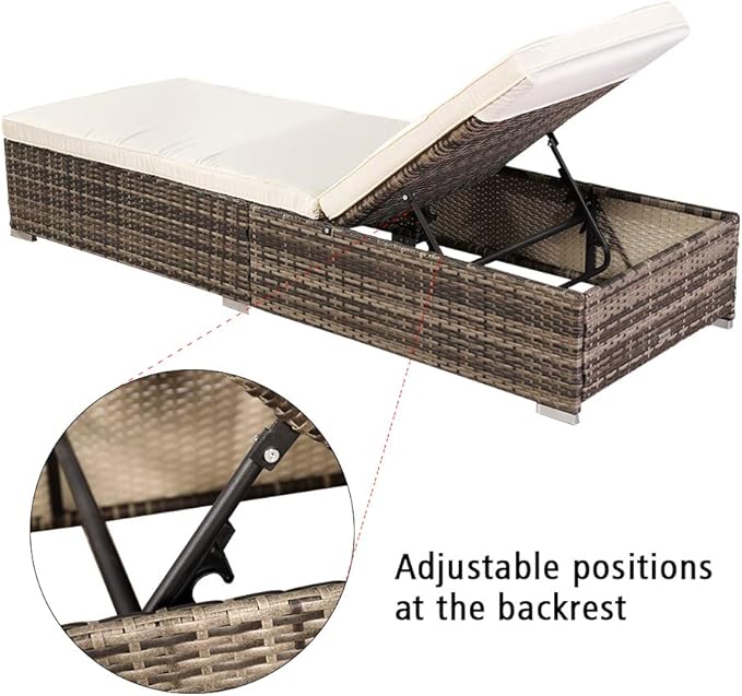 Gray Outdoor Chaise Lounge, Pool Lounge Chairs, Patio Recliner - Photo 6