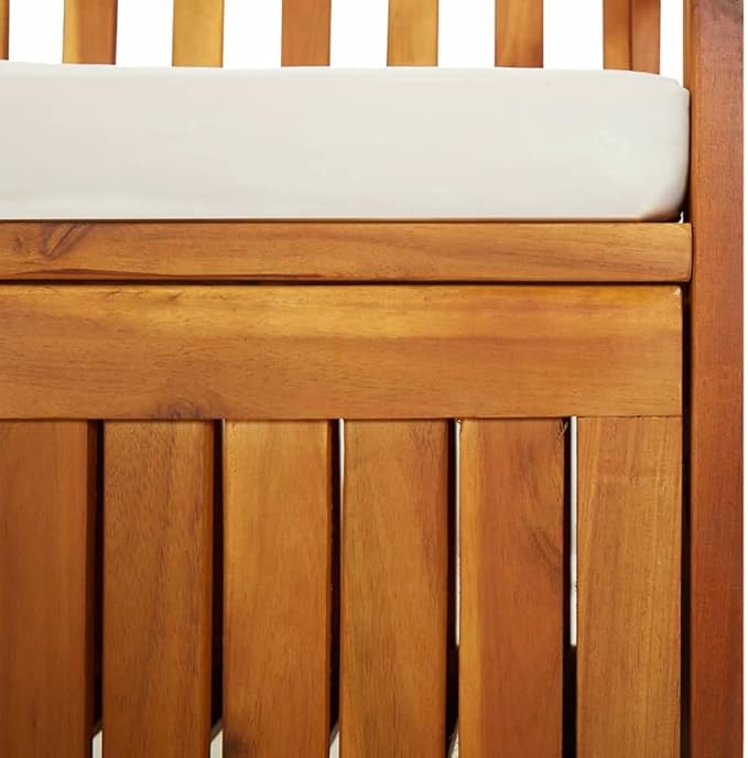 Storage Bench with Cushion Garden Bench Outdoor Bench for Outdoors Porch Entryway Furniture for Yard 58.3" Solid Wood Acacia