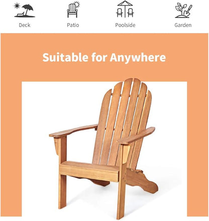 Giantex Adirondack Chair Acacia Wood Outdoor Chairs with 350 lbs Weight Capacity, Weather Resistant Lounge Armchair for Yard, Patio, Garden, Poolside, Balcony, Deck Fire Pit Chairs, Natural