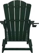 Folding Adirondack Chair, HDPE All-Weather Outdoor Chair with Cup Holder, Wooden Textured, Fire Pit Chair - Photo 10