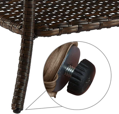 HUMMUH Wicker Patio Coffee Table,Rattan Outdoor Coffee Table with 2-Layer Storage Furniture Tables for Garden,Porch,Backyard