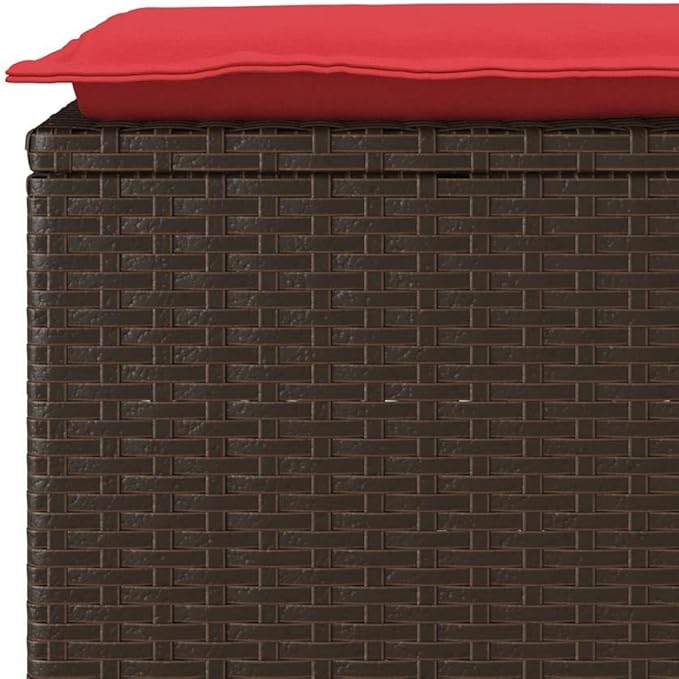 Garden Bench Deck Bench Patio Bench with Cushion Brown 43.3"x15.7"x17.3" Poly Rattan